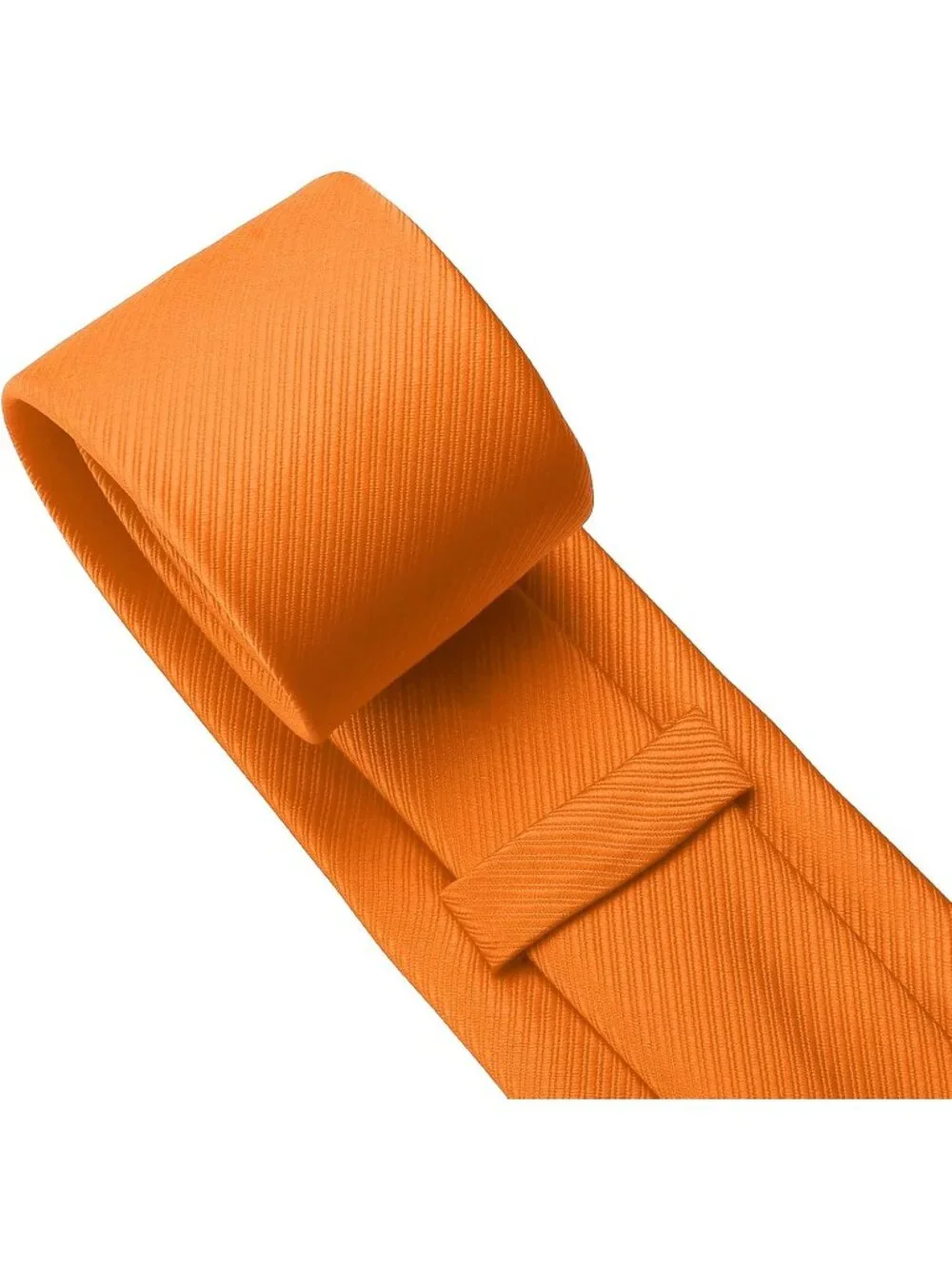 Men's Twill Orange Solid Microfiber Plain Formal Silk Necktie For Business Dress
